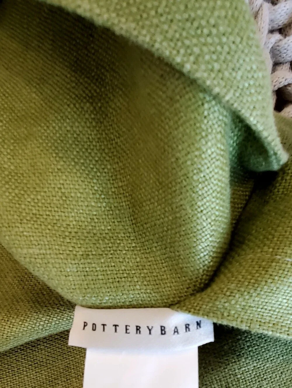 Pottery Barn Avocado Linen Feather Down Accent Pillow, 18